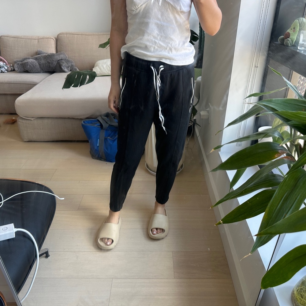 Black Joggers with White Drawstring